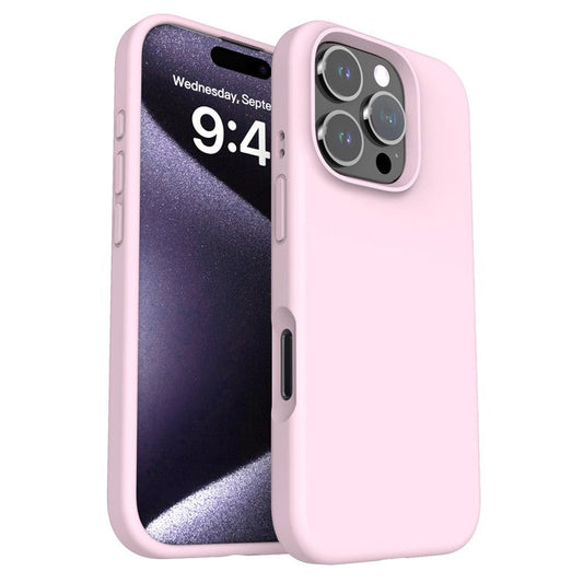 For iPhone 16 Pro Case PC+Liquid Silicone Anti-Scratch Lining Phone Cover - Pink