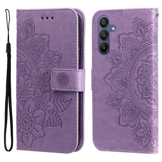 For Samsung Galaxy A16 5G / A16 4G Case PU Leather Wallet Floral Phone Cover Stand View - Purple