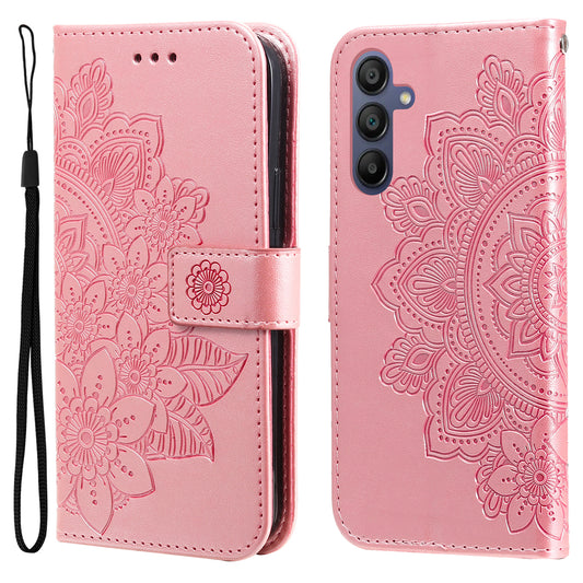 For Samsung Galaxy A16 5G / A16 4G Case PU Leather Wallet Floral Phone Cover Stand View - Pink