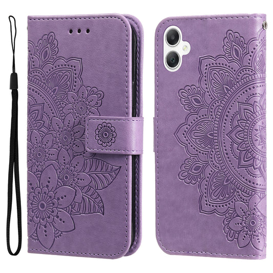 For Samsung Galaxy A06 Case PU Leather Wallet Floral Phone Cover Stand View - Purple
