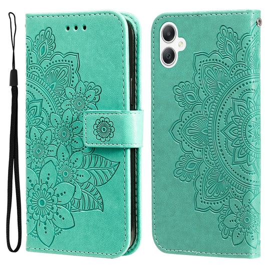 For Samsung Galaxy A06 Case PU Leather Wallet Floral Phone Cover Stand View - Green