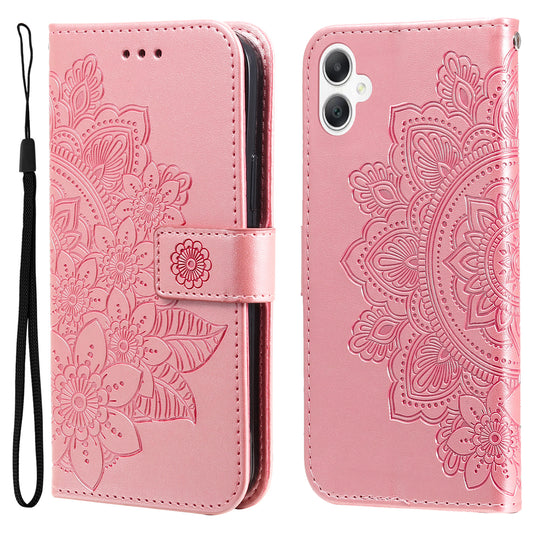 For Samsung Galaxy A06 Case PU Leather Wallet Floral Phone Cover Stand View - Pink
