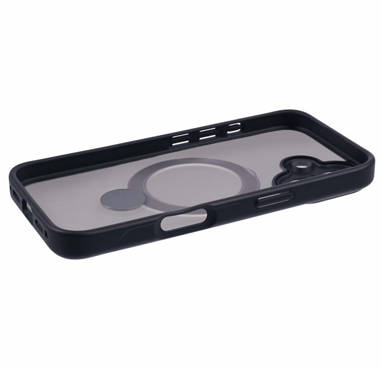 For iPhone 16 Plus Case Rotatable Magnetic Kickstand TPU+PC Matte Phone Cover - Black