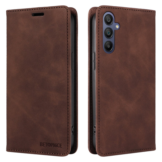 BETOPNICE 003 For Samsung Galaxy A16 5G / A16 4G Stand Case Anti-Scratch Leather Wallet Phone Cover - Brown