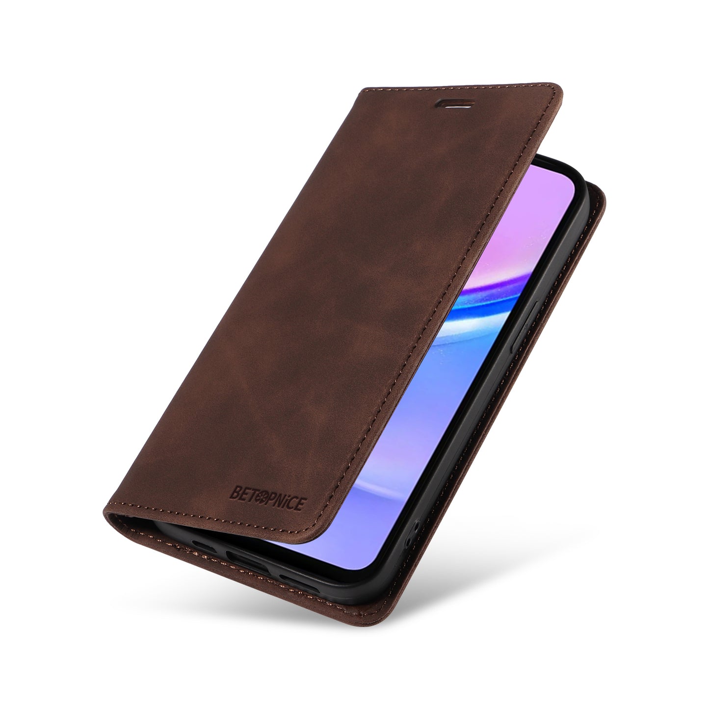 BETOPNICE 003 For Samsung Galaxy A16 5G / A16 4G Stand Case Anti-Scratch Leather Wallet Phone Cover - Brown