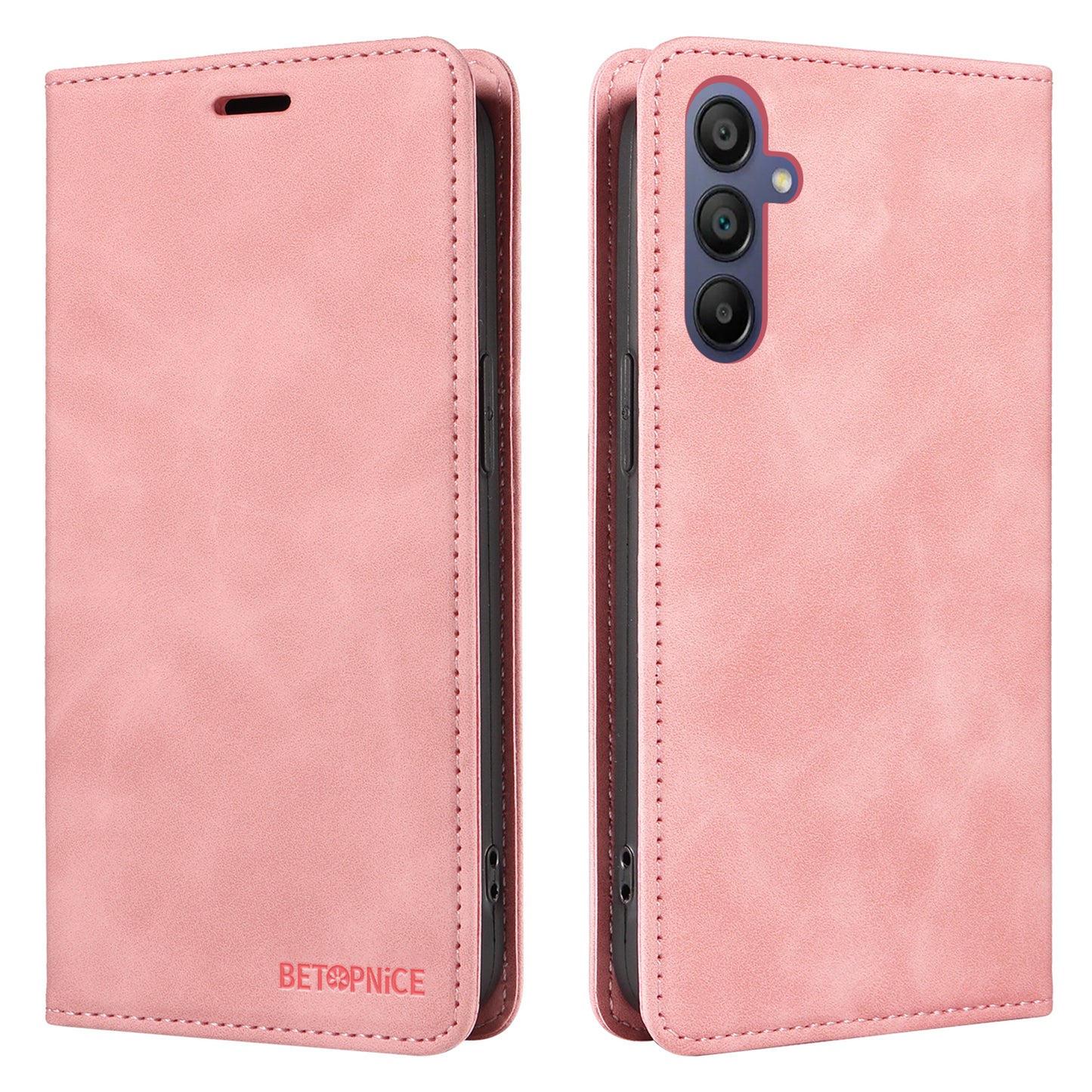 BETOPNICE 003 For Samsung Galaxy A16 5G / A16 4G Stand Case Anti-Scratch Leather Wallet Phone Cover - Pink