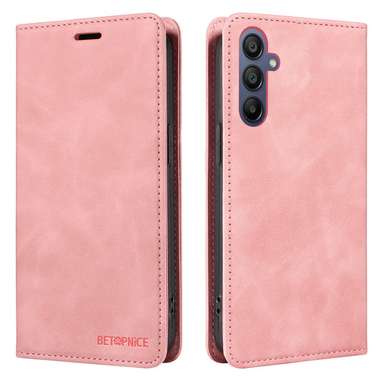 BETOPNICE 003 For Samsung Galaxy A16 5G / A16 4G Stand Case Anti-Scratch Leather Wallet Phone Cover - Pink