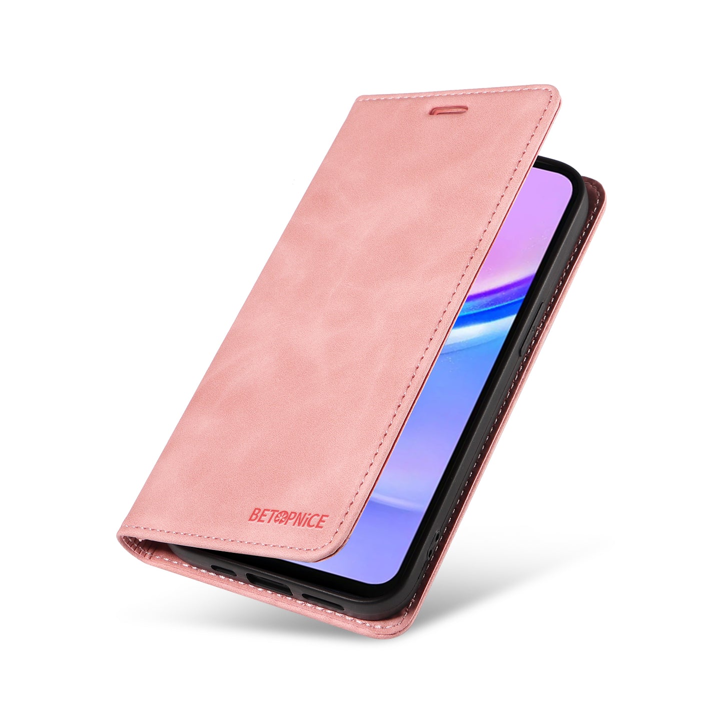 BETOPNICE 003 For Samsung Galaxy A16 5G / A16 4G Stand Case Anti-Scratch Leather Wallet Phone Cover - Pink