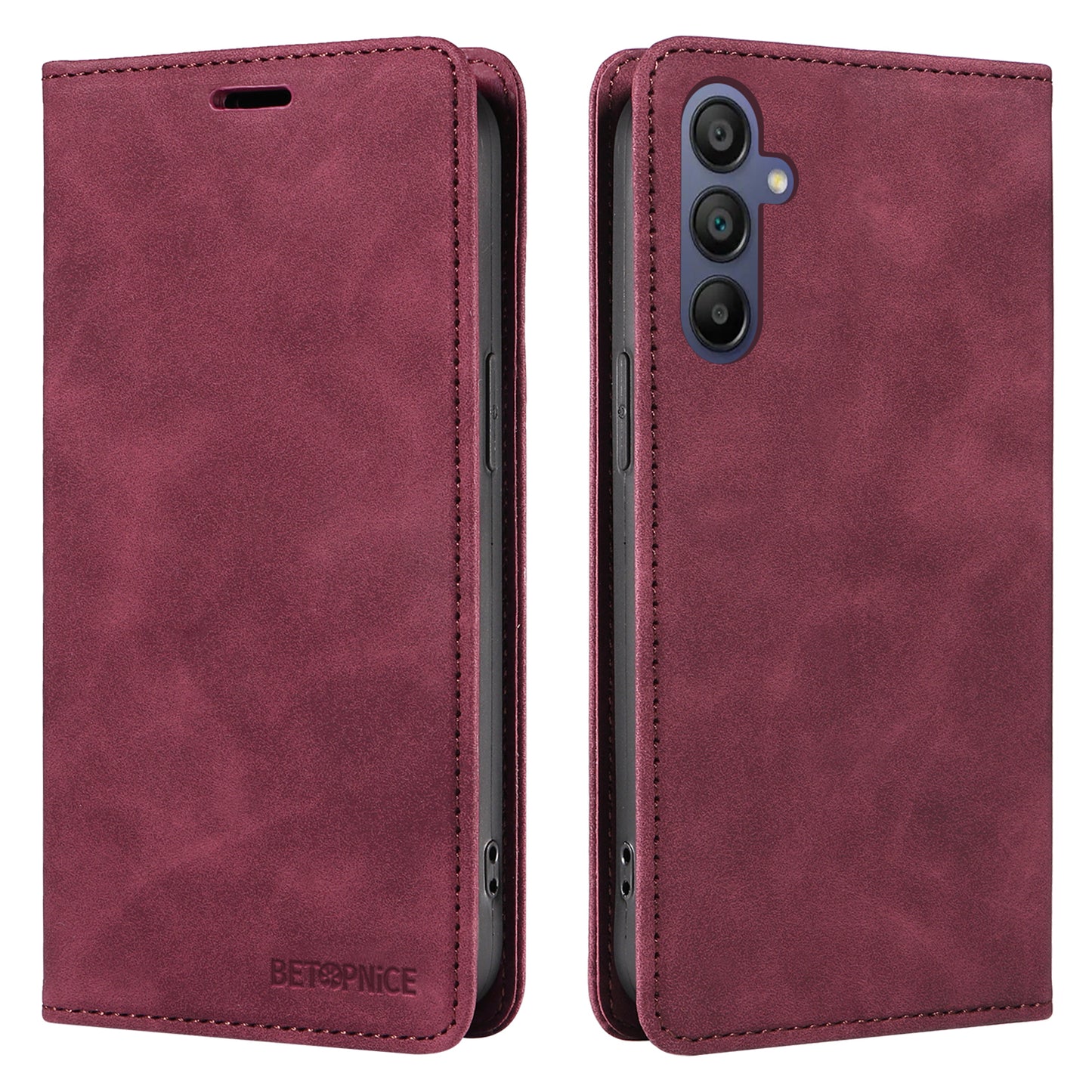 BETOPNICE 003 For Samsung Galaxy A16 5G / A16 4G Stand Case Anti-Scratch Leather Wallet Phone Cover - Red