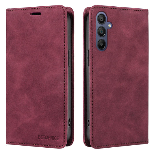 BETOPNICE 003 For Samsung Galaxy A16 5G / A16 4G Stand Case Anti-Scratch Leather Wallet Phone Cover - Red