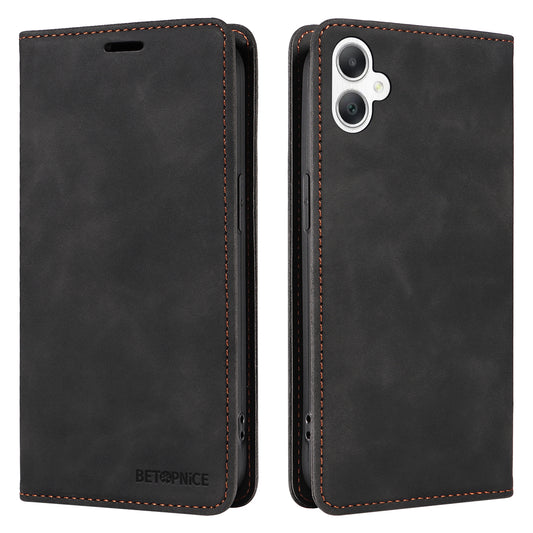 BETOPNICE 003 For Samsung Galaxy A06 Wallet Case Leather Phone Cover with Stand - Black