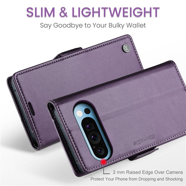 CASEME 023 Series For Google Pixel 9 Pro XL Case RFID Blocking Glossy Stand Phone Cover - Purple