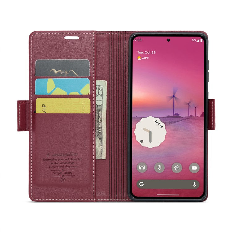 CASEME 023 Series For Google Pixel 9 Pro XL Case RFID Blocking Glossy Stand Phone Cover - Red