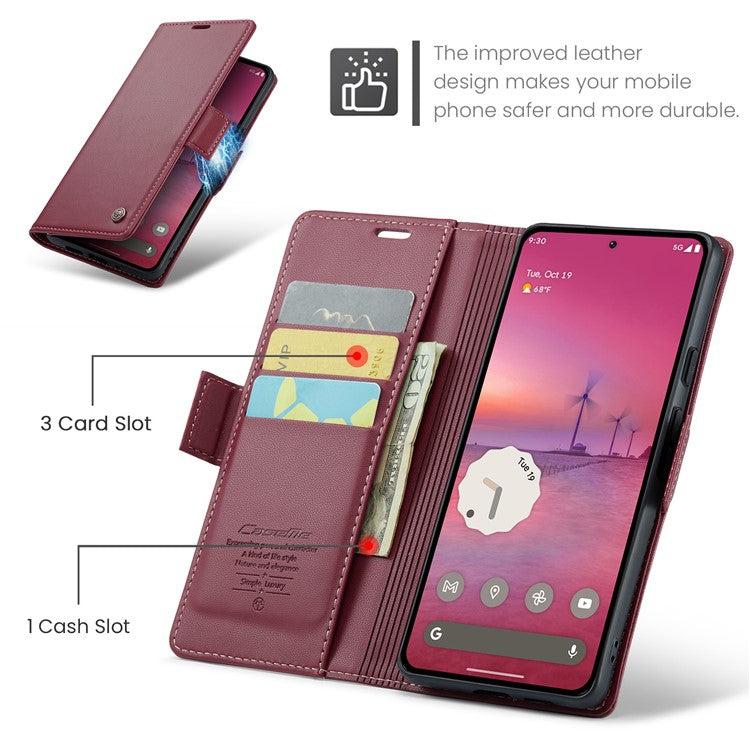 CASEME 023 Series For Google Pixel 9 Pro XL Case RFID Blocking Glossy Stand Phone Cover - Red