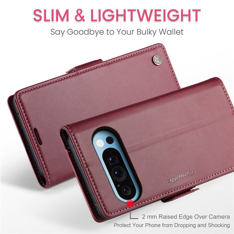CASEME 023 Series For Google Pixel 9 Pro XL Case RFID Blocking Glossy Stand Phone Cover - Red