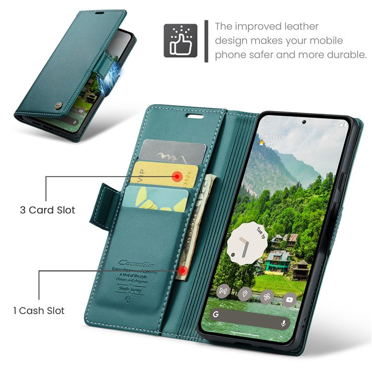 CASEME 023 Series For Google Pixel 9 Pro XL Case RFID Blocking Glossy Stand Phone Cover - Green