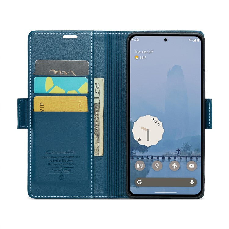 CASEME 023 Series For Google Pixel 9 Pro XL Case RFID Blocking Glossy Stand Phone Cover - Blue