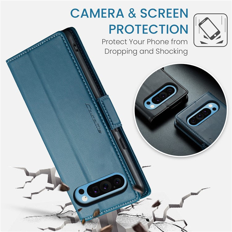 CASEME 023 Series For Google Pixel 9 Pro XL Case RFID Blocking Glossy Stand Phone Cover - Blue