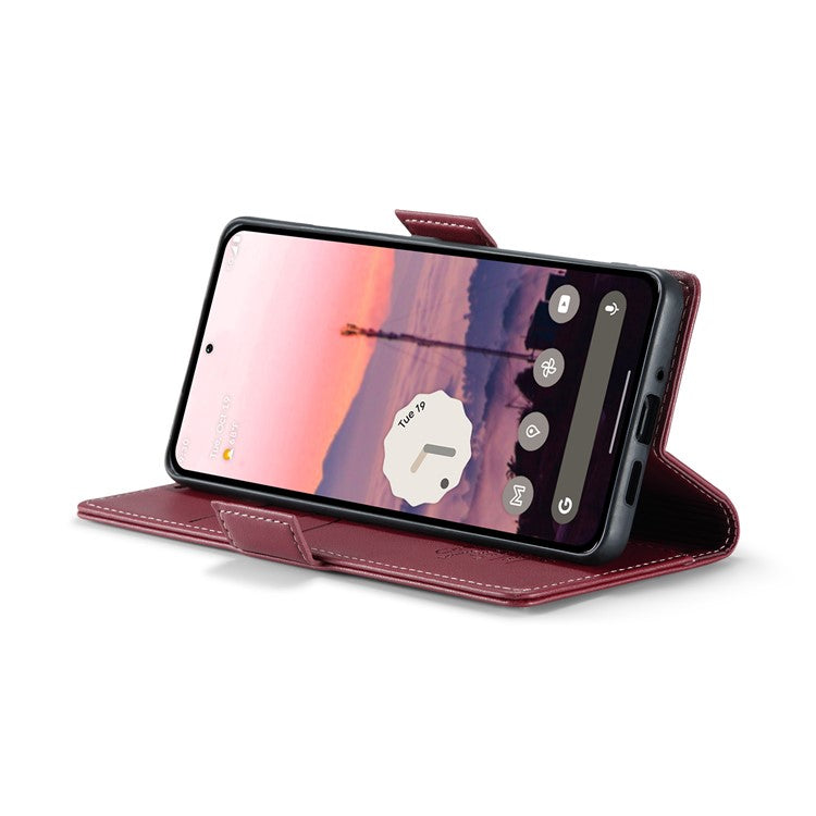 CASEME 023 Series For Google Pixel 9 Pro  /  Pixel 9 Case RFID Blocking Glossy Stand Phone Cover - Red