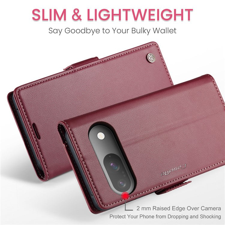 CASEME 023 Series For Google Pixel 9 Pro  /  Pixel 9 Case RFID Blocking Glossy Stand Phone Cover - Red
