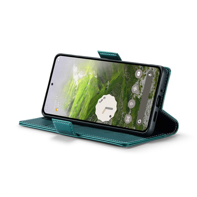 CASEME 023 Series For Google Pixel 9 Pro  /  Pixel 9 Case RFID Blocking Glossy Stand Phone Cover - Green