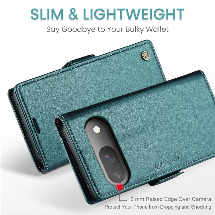 CASEME 023 Series For Google Pixel 9 Pro  /  Pixel 9 Case RFID Blocking Glossy Stand Phone Cover - Green