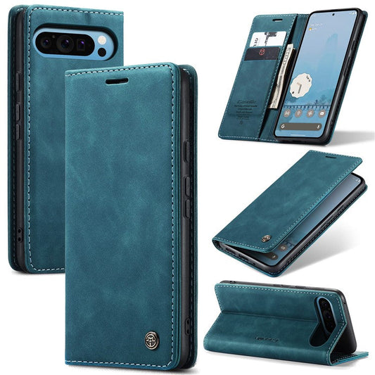 CASEME 013 Series For Google Pixel 9 Pro XL Case Card Holder Stand Leather Phone Cover - Blue