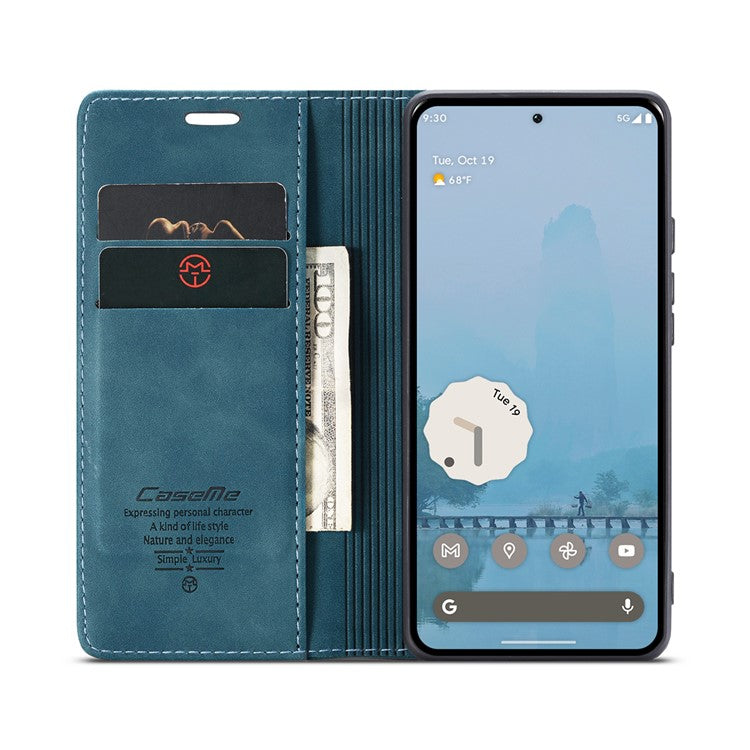 CASEME 013 Series For Google Pixel 9 Pro XL Case Card Holder Stand Leather Phone Cover - Blue