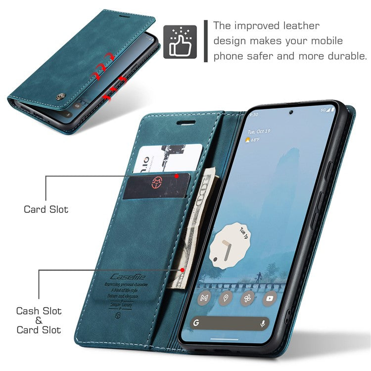 CASEME 013 Series For Google Pixel 9 Pro XL Case Card Holder Stand Leather Phone Cover - Blue