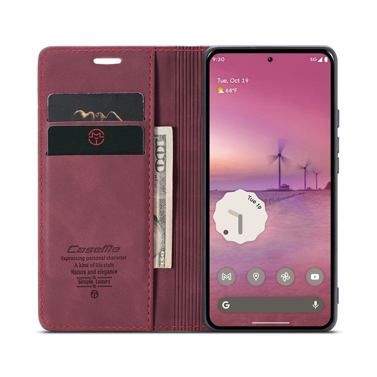 CASEME 013 Series For Google Pixel 9 Pro XL Case Card Holder Stand Leather Phone Cover - Red