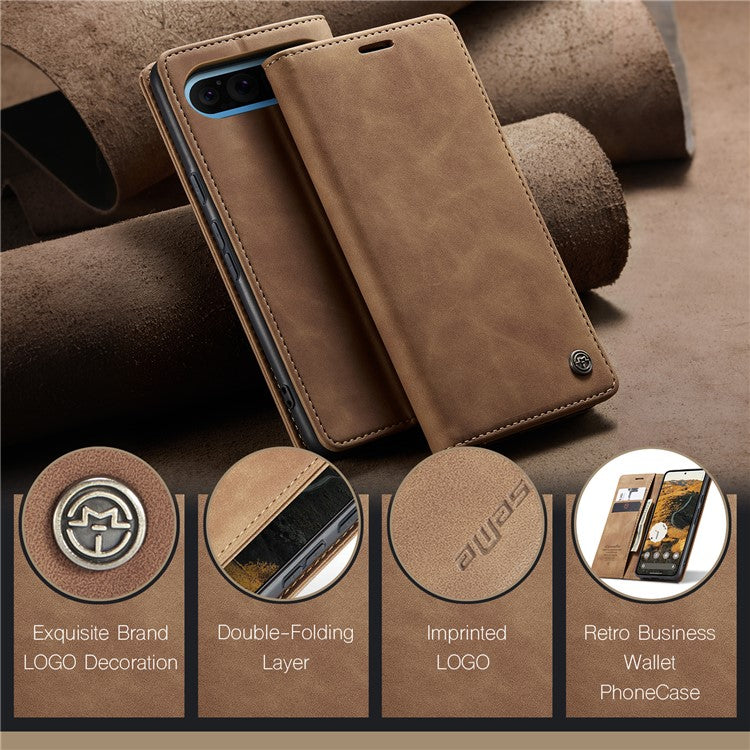 CASEME 013 Series For Google Pixel 9 Pro XL Case Card Holder Stand Leather Phone Cover - Brown
