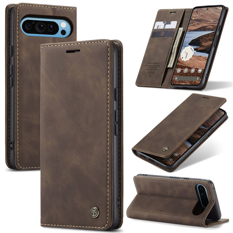 CASEME 013 Series For Google Pixel 9 Pro XL Case Card Holder Stand Leather Phone Cover - Coffee