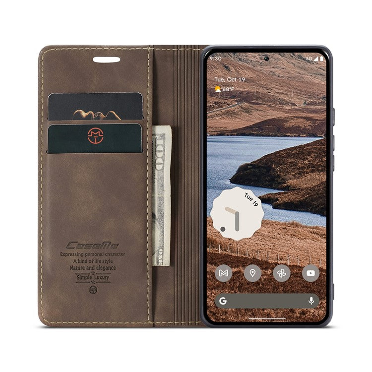 CASEME 013 Series For Google Pixel 9 Pro XL Case Card Holder Stand Leather Phone Cover - Coffee