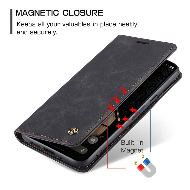 CASEME 013 Series For Google Pixel 9 Pro XL Case Card Holder Stand Leather Phone Cover - Black