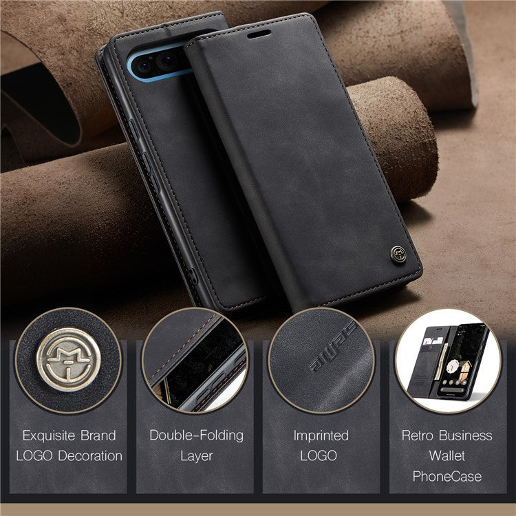 CASEME 013 Series For Google Pixel 9 Pro XL Case Card Holder Stand Leather Phone Cover - Black