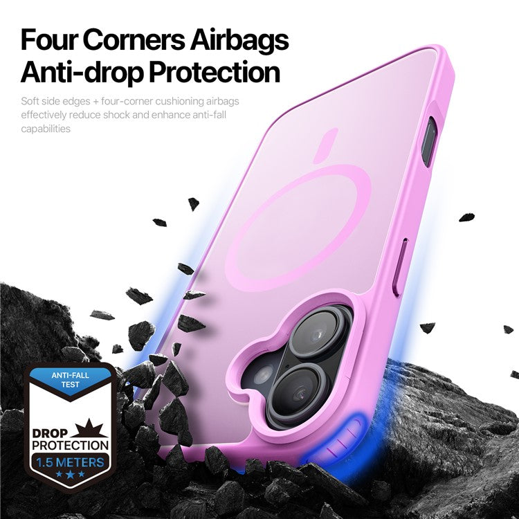 DUX DUCIS Yind Series For iPhone 16 Plus Case Compatible with MagSafe PC+TPU Matte Phone Cover - Rose Pink