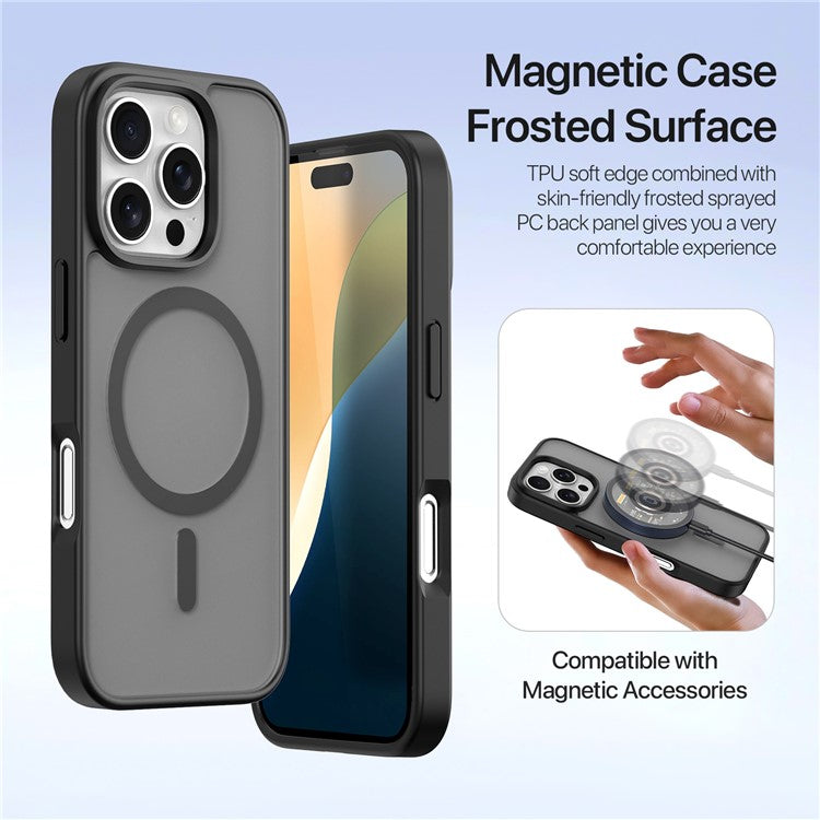 DUX DUCIS Lawa Series for iPhone 16 Pro Magnetic Case Zipper Wallet Detachable Cowhide Leather Cover - Black