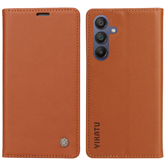 YIKATU YK-001 For Samsung Galaxy A16 5G / A16 4G Case Stand Leather Phone Cover Strong Magnetic Closure - Brown