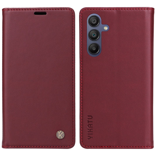YIKATU YK-001 For Samsung Galaxy A16 5G / A16 4G Case Stand Leather Phone Cover Strong Magnetic Closure - Wine Red