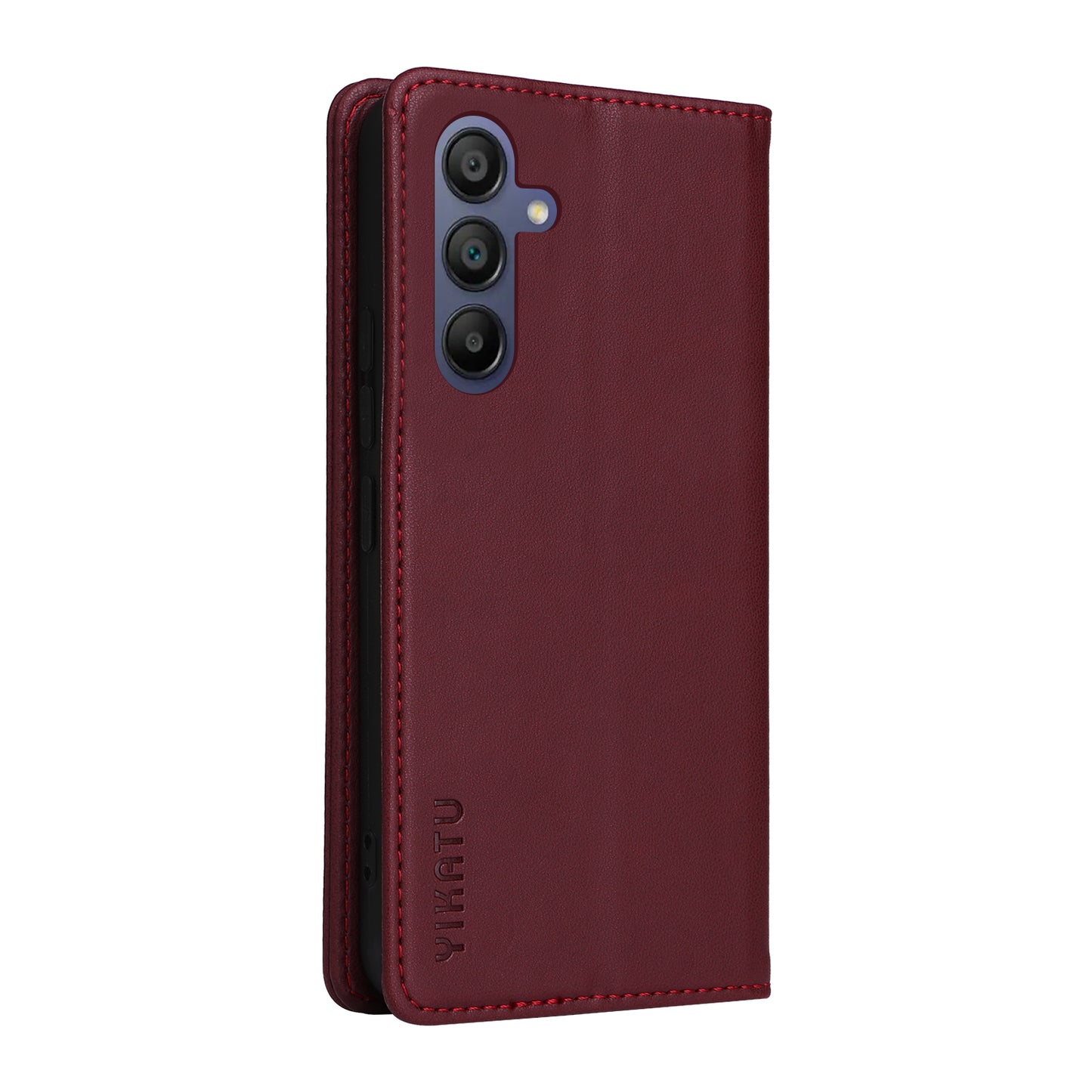 YIKATU YK-001 For Samsung Galaxy A16 5G / A16 4G Case Stand Leather Phone Cover Strong Magnetic Closure - Wine Red