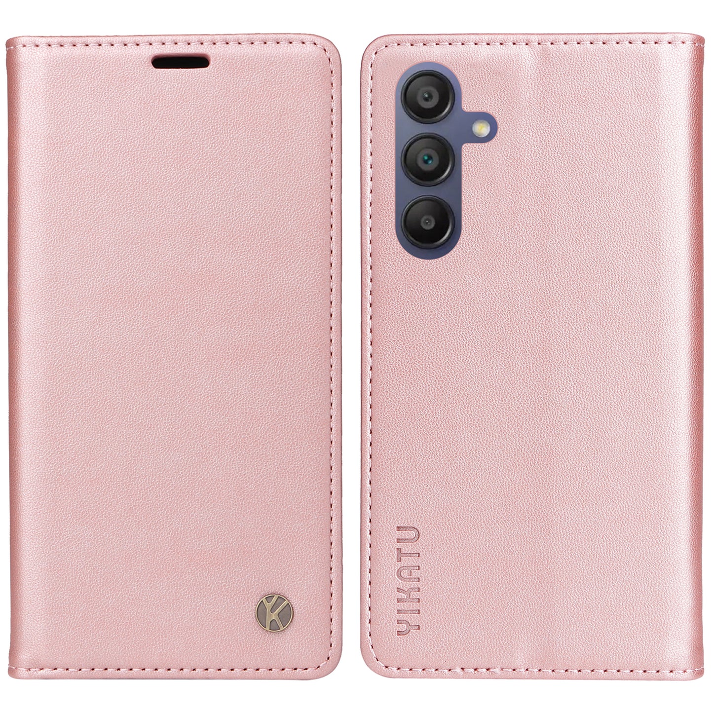 YIKATU YK-001 For Samsung Galaxy A16 5G / A16 4G Case Stand Leather Phone Cover Strong Magnetic Closure - Rose Gold