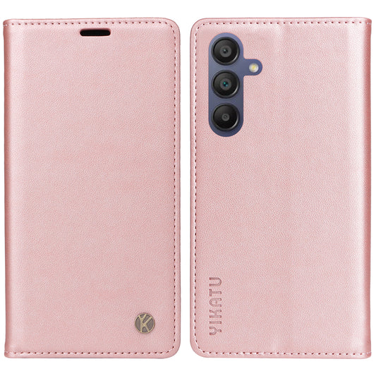 YIKATU YK-001 For Samsung Galaxy A16 5G / A16 4G Case Stand Leather Phone Cover Strong Magnetic Closure - Rose Gold