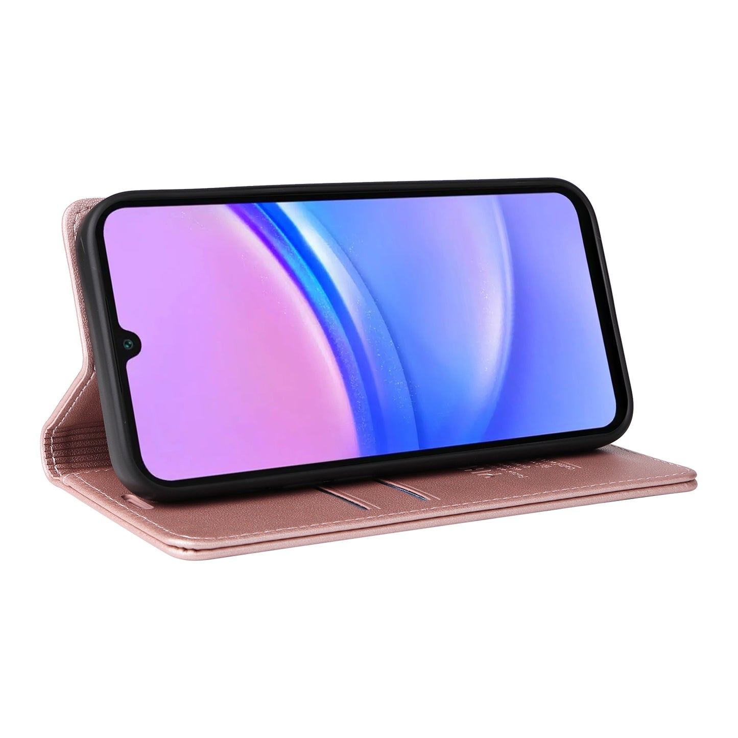 YIKATU YK-001 For Samsung Galaxy A16 5G / A16 4G Case Stand Leather Phone Cover Strong Magnetic Closure - Rose Gold