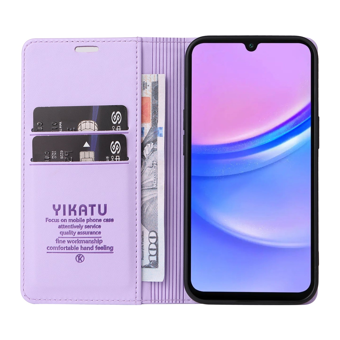 YIKATU YK-001 For Samsung Galaxy A16 5G / A16 4G Case Stand Leather Phone Cover Strong Magnetic Closure - Light Purple