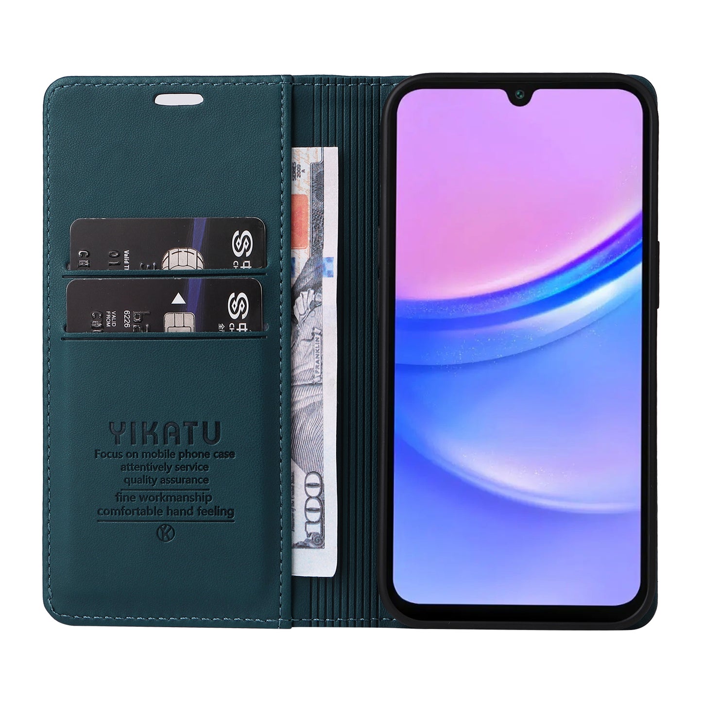 YIKATU YK-001 For Samsung Galaxy A16 5G / A16 4G Case Stand Leather Phone Cover Strong Magnetic Closure - Green