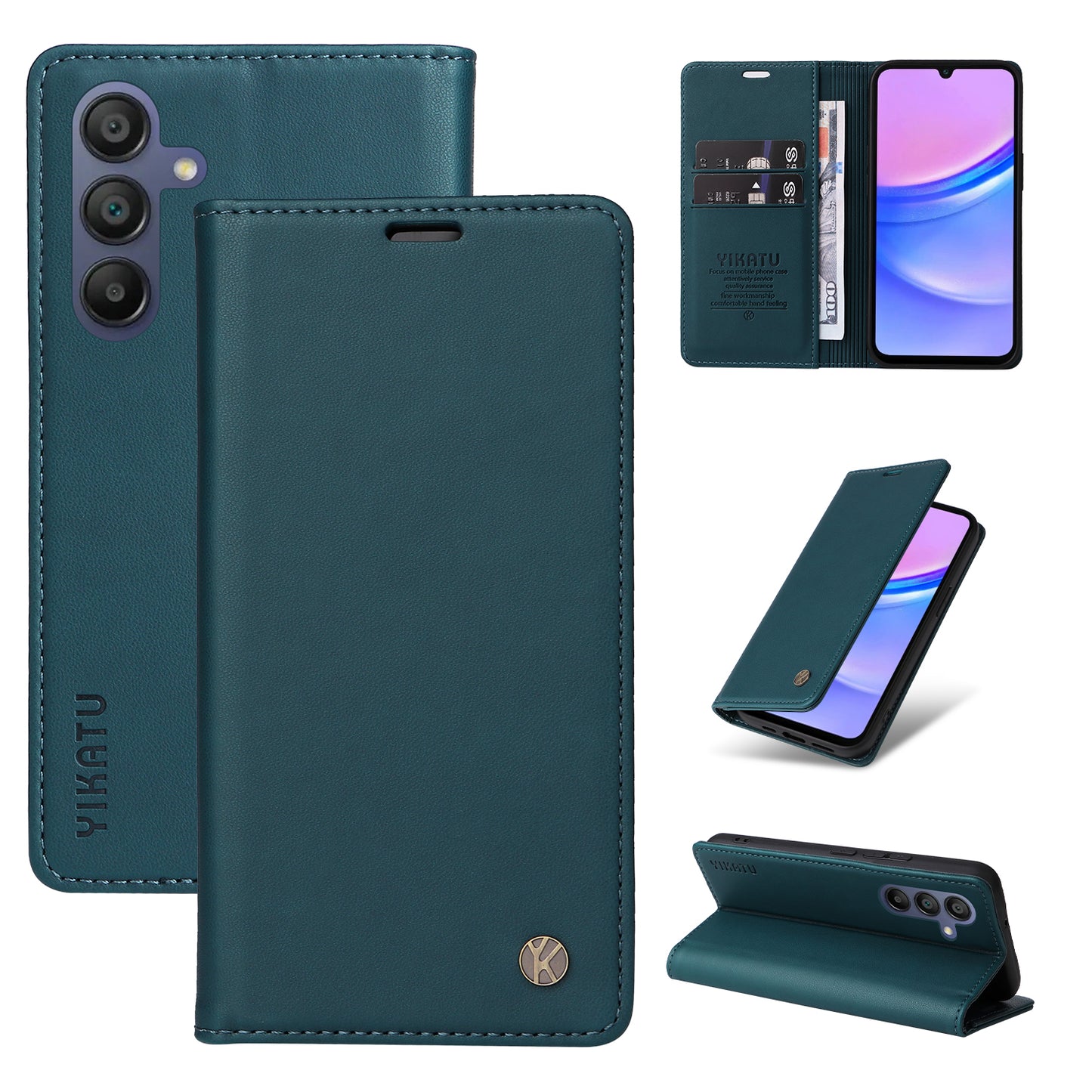 YIKATU YK-001 For Samsung Galaxy A16 5G / A16 4G Case Stand Leather Phone Cover Strong Magnetic Closure - Green