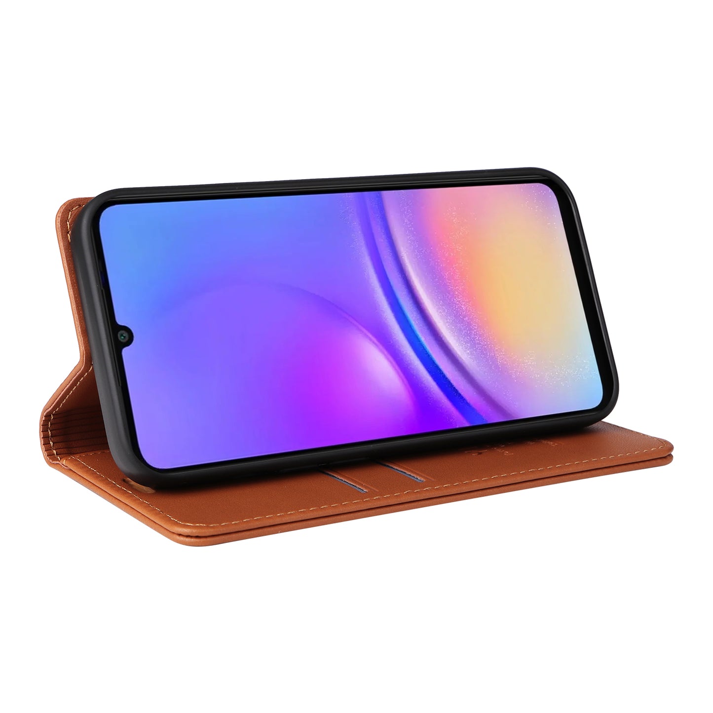 YIKATU YK-001 For Samsung Galaxy A06 Case Stand Leather Phone Cover Strong Magnetic Closure - Brown