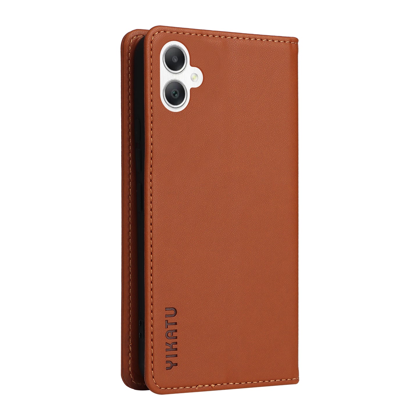 YIKATU YK-001 For Samsung Galaxy A06 Case Stand Leather Phone Cover Strong Magnetic Closure - Brown