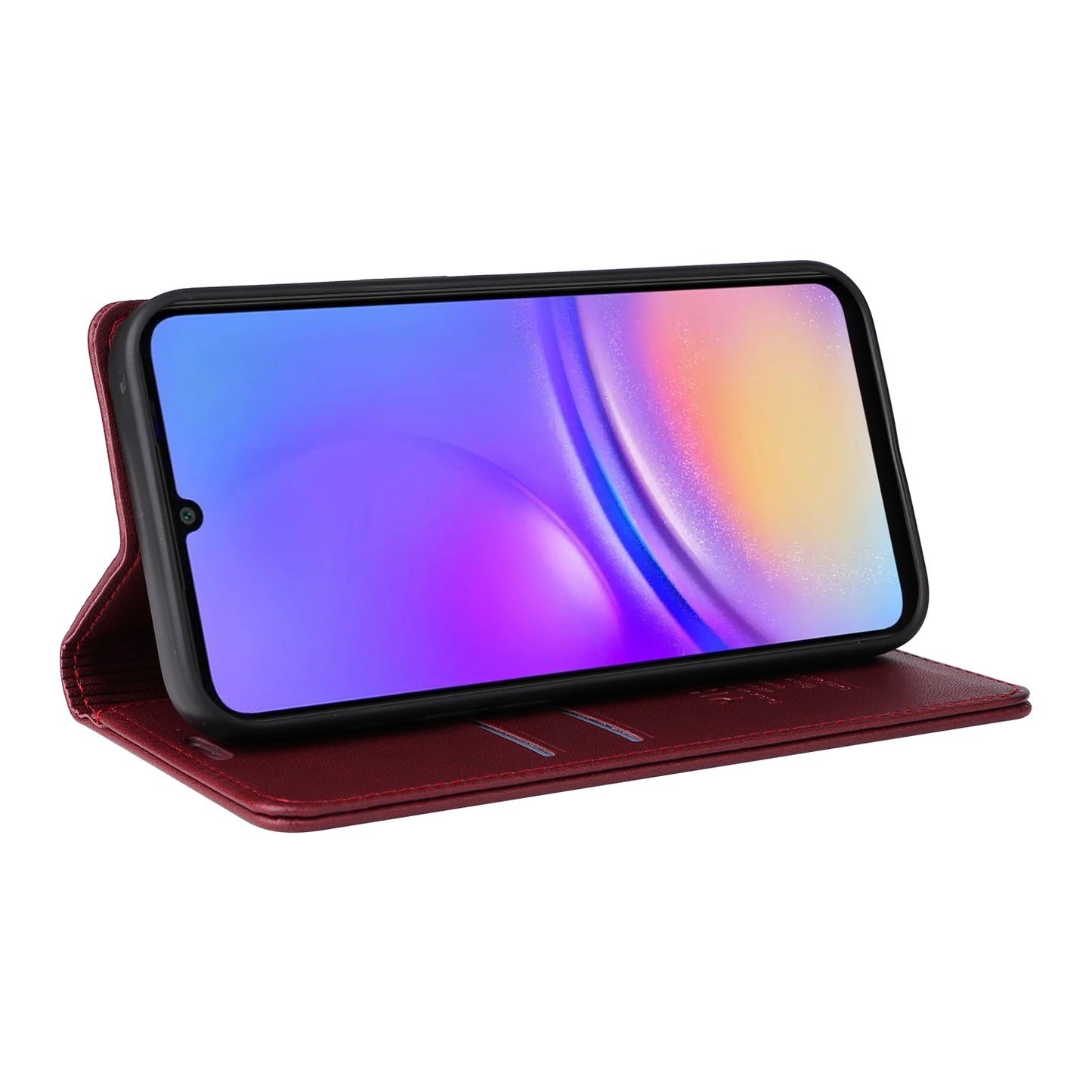 YIKATU YK-001 For Samsung Galaxy A06 Case Stand Leather Phone Cover Strong Magnetic Closure - Wine Red