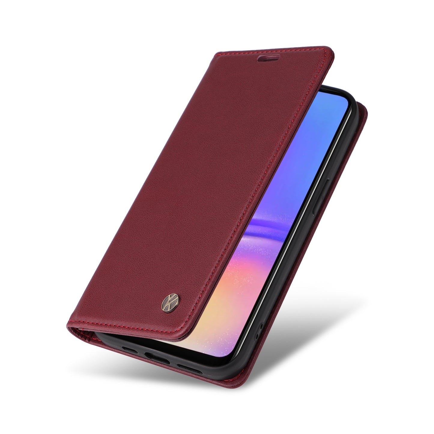 YIKATU YK-001 For Samsung Galaxy A06 Case Stand Leather Phone Cover Strong Magnetic Closure - Wine Red